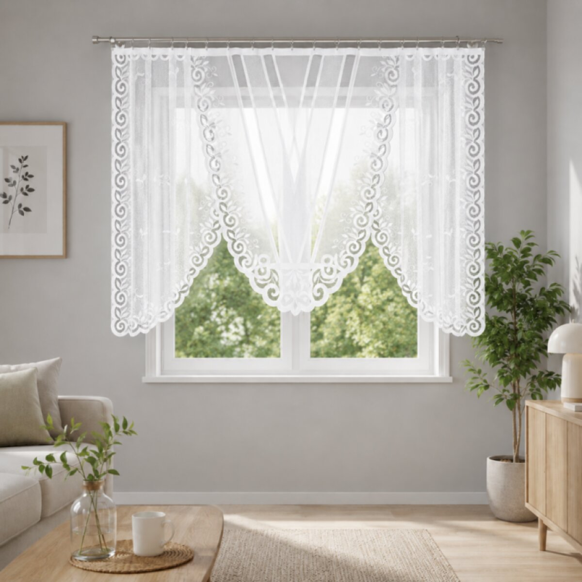 Dekorační oblouková krátká záclona na žabky ROZALIA 140 bílá 250x140 cm MyBestHome