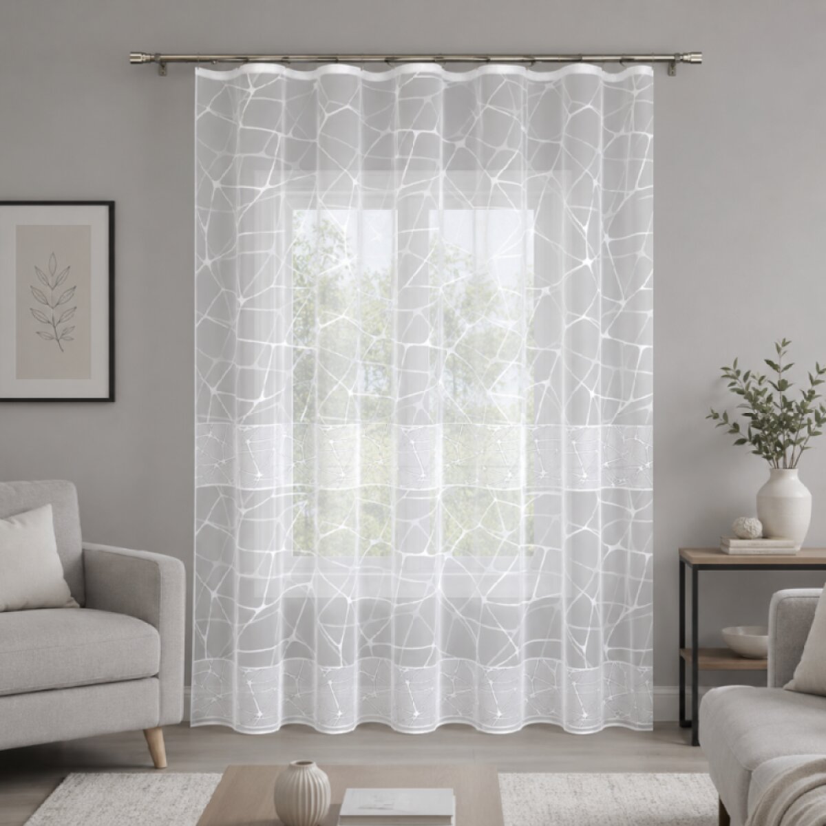 Dekorační žakárová záclona s řasící páskou VALDA 250 bílá 200x250 cm MyBestHome