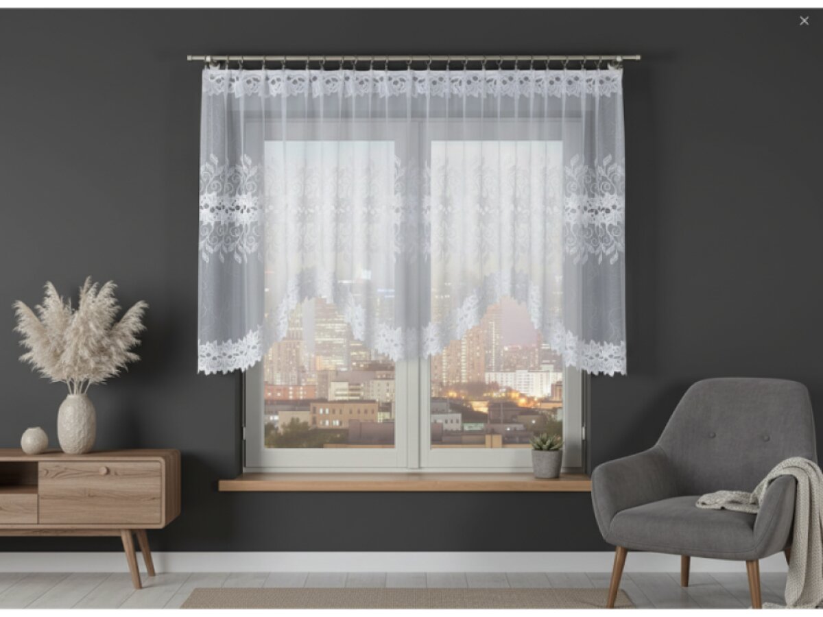 Dekorační oblouková krátká záclona na žabky BASTIA 120 bílá 300x120 cm MyBestHome