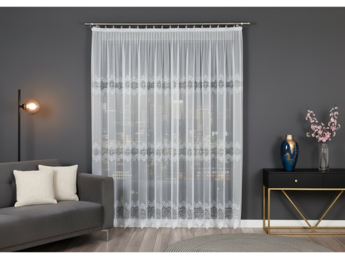 Dekorační žakárová záclona na žabky VIOLETTA LONG bílá 300x250 cm (cena za 1 kus dlouhé záclony) MyBestHome