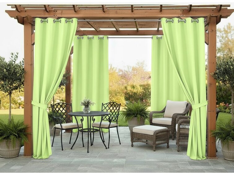 Venkovní zahradní závěs s kroužky MONTANA color 20 pistáciová, různé rozměry MyBestHome