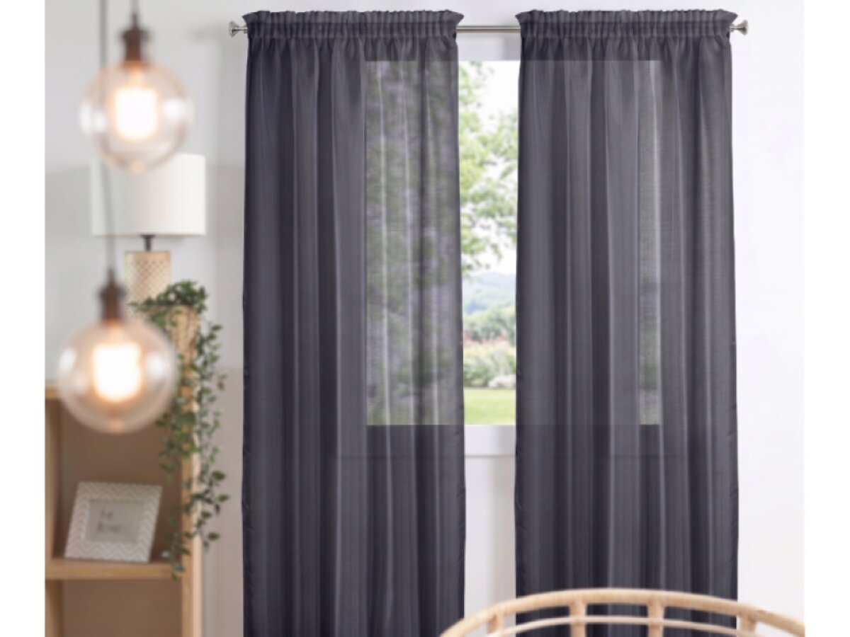 Dekorační dlouhá záclona s řasící páskou WOOD šedá 140x245 cm (cena za 1 kus) MyBestHome