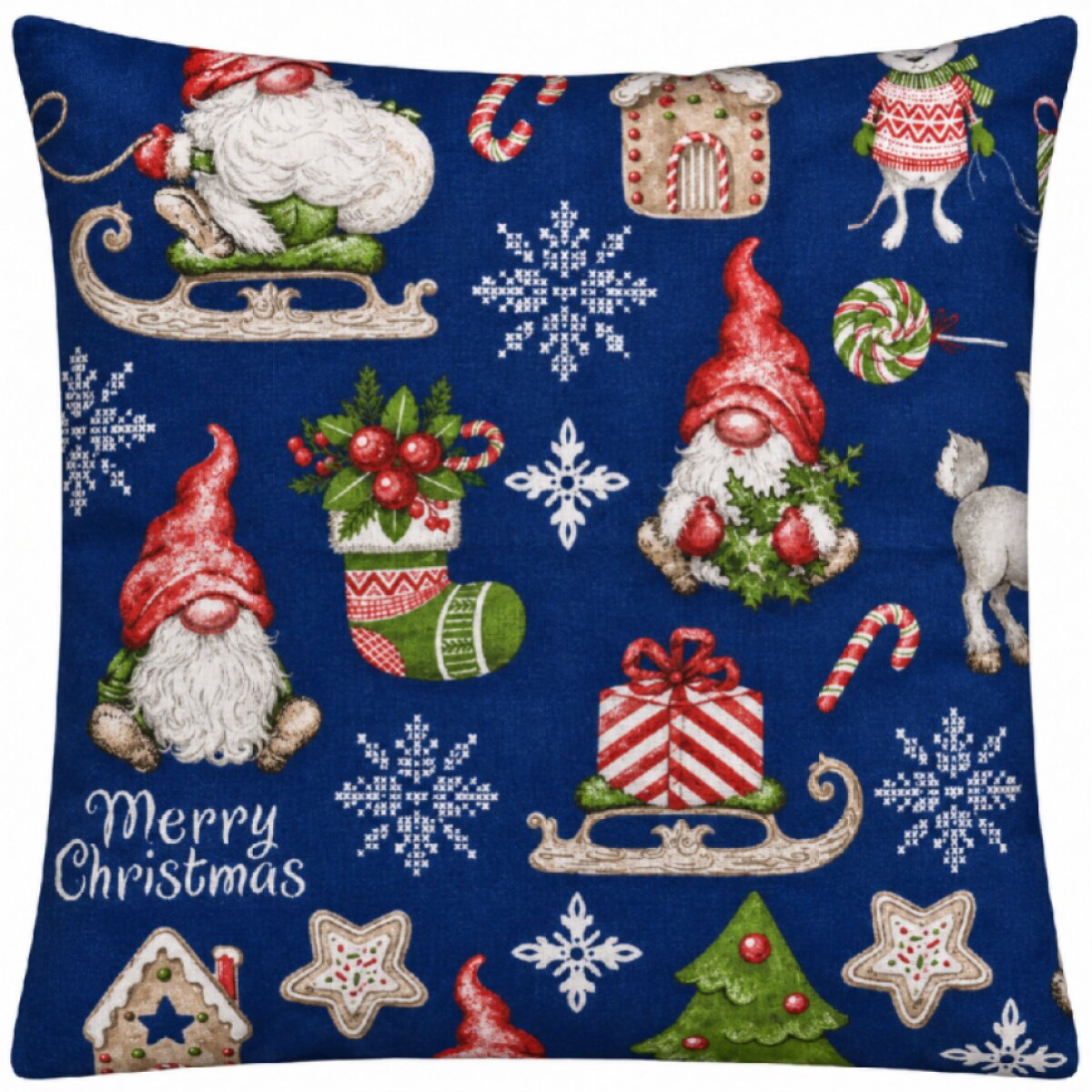 Bavlněný vánoční povlak na polštář 025 CHRISTMAS modrá 40x40 cm,
