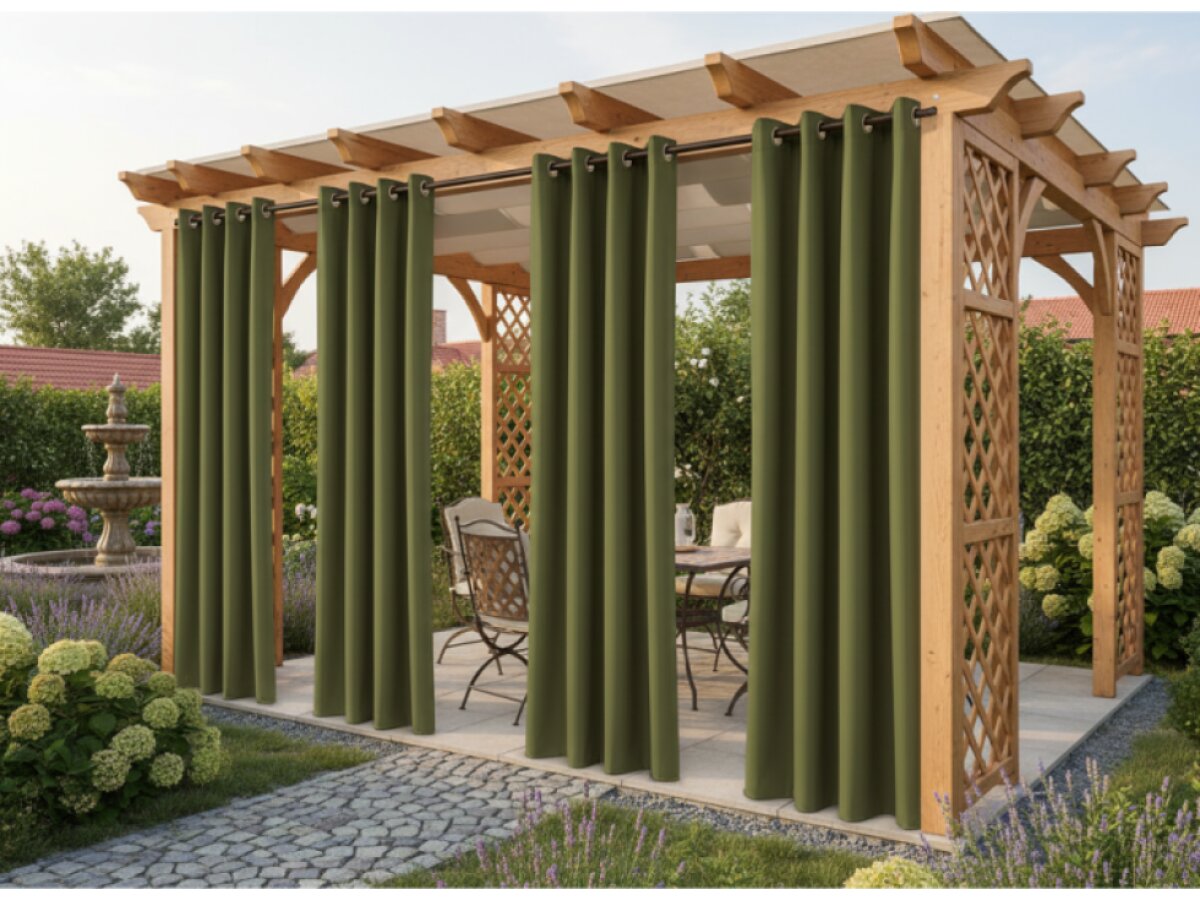Venkovní zahradní závěs s kroužky GARDENIA RING zelená, šířka 140 cm výška různé rozměry Mybesthome