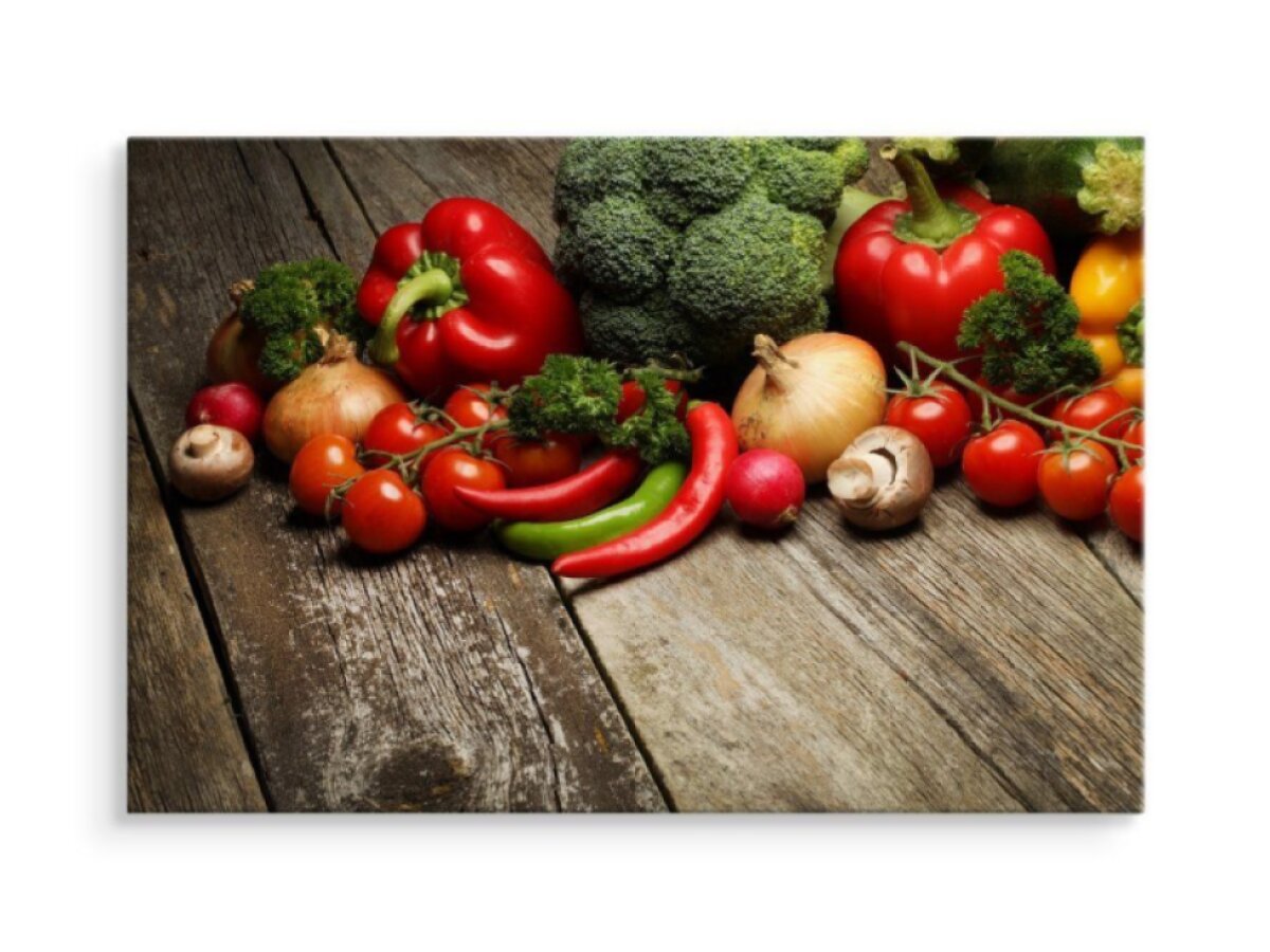 Moderní obraz na plátně do kuchyně Zelenina Na Dřevu I.