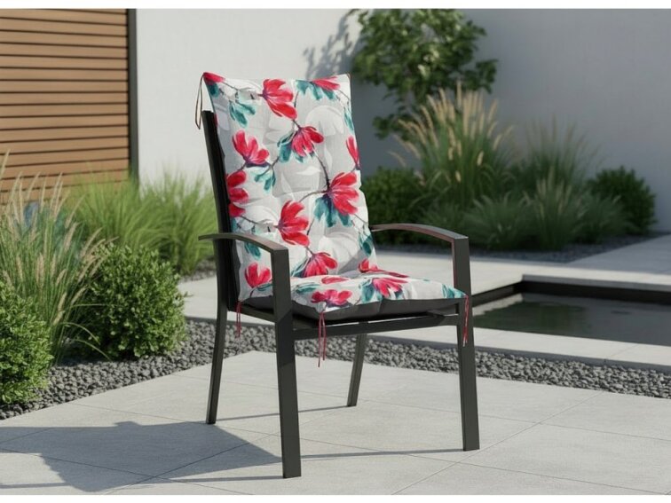 Zahradní prošívaný podsedák na židli s opěrkou 50x50x80 cm CALLUM vzor 132 Mybesthome