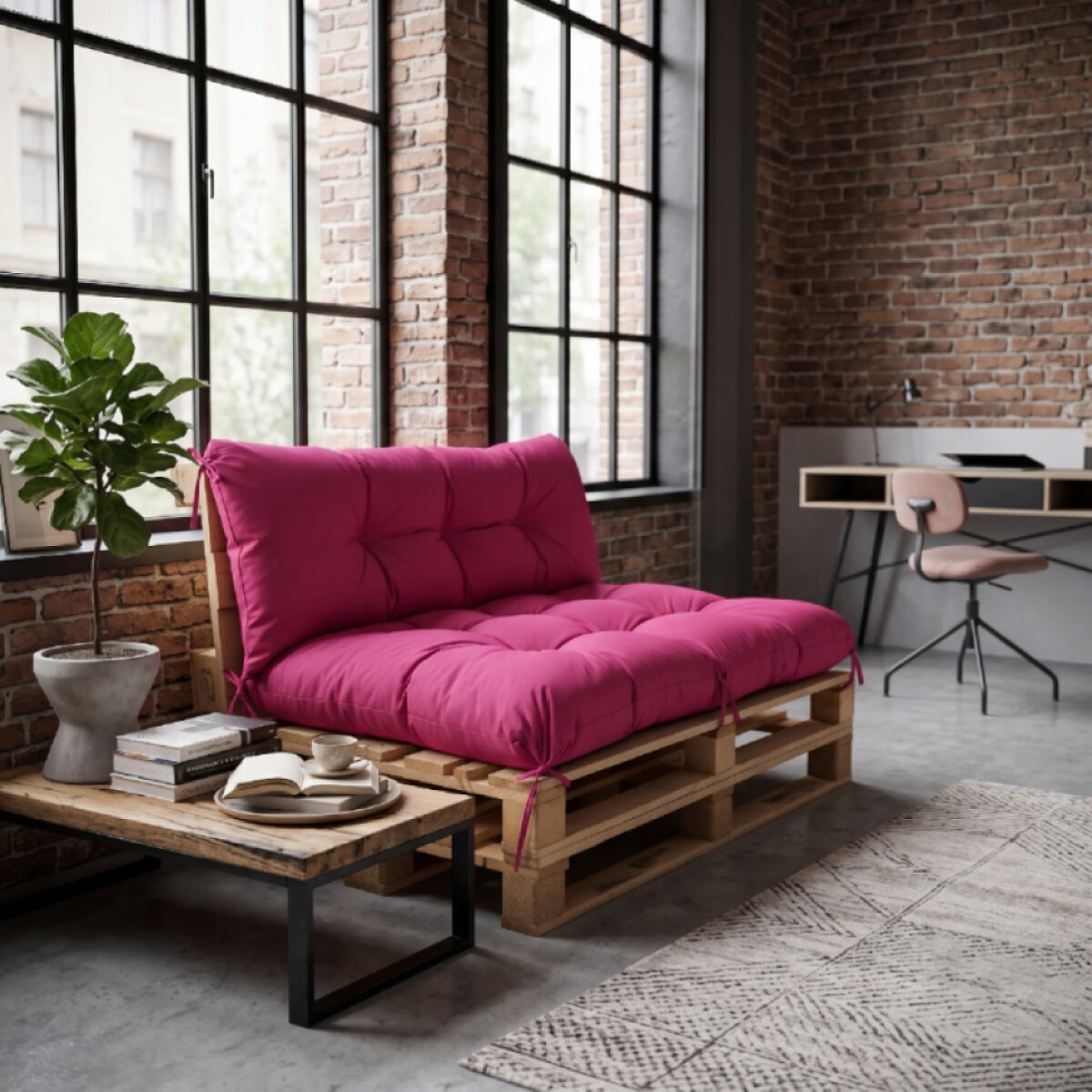 Interiérový polstr na palety LIVING 36 tmavě růžová – do obývacího pokoje MyBestHome
