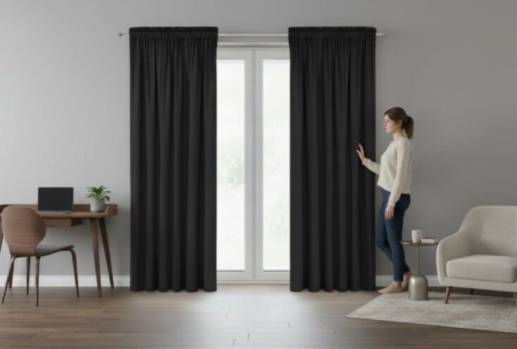 Dekorační VELVET závěs s řasící páskou ESTER 140x270 cm černá (cena za 1 kus) MyBestHome