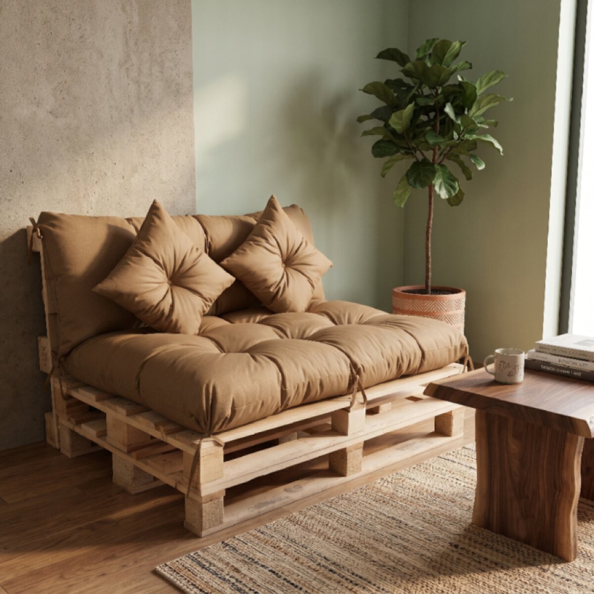 Interiérový polstr na palety LIVING 44 cappuccino – do obývacího pokoje MyBestHome