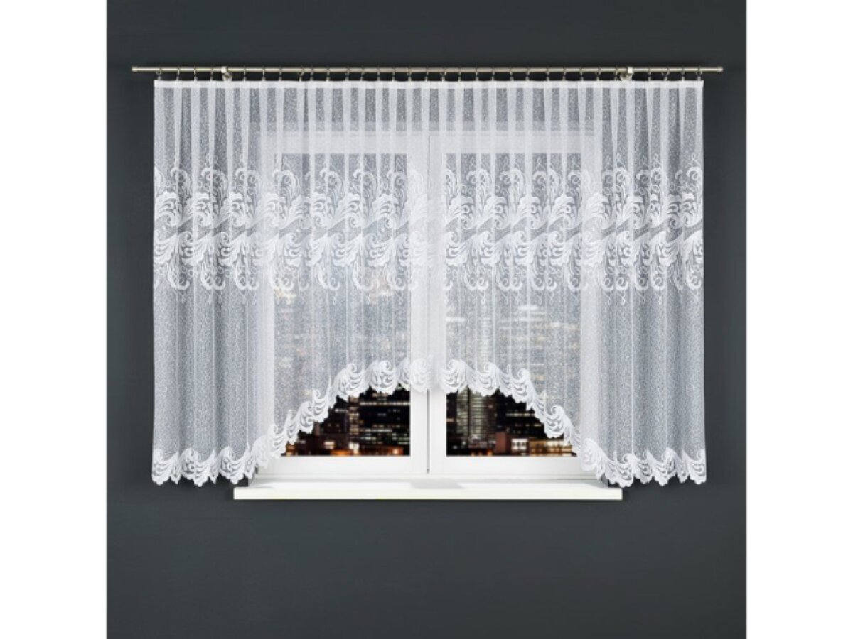 Dekorační krátká vzorovaná záclona na žabky IWONA 160 bílá 500x160 cm MyBestHome