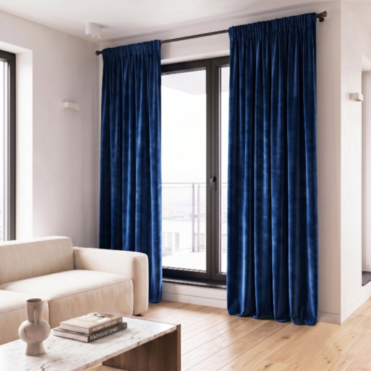 Dekorační závěs s řasící páskou VALMONT 140 cm x 250 nebo 260 cm color 011 tmavě modrá (cena za 1 kus) MyBestHome