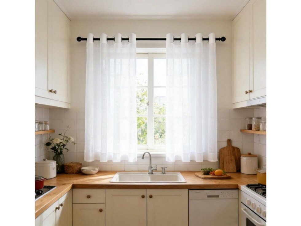 Dekorační krátká záclona s kroužky EDEN bílá 145x160 cm MyBestHome 1+1 zdarma