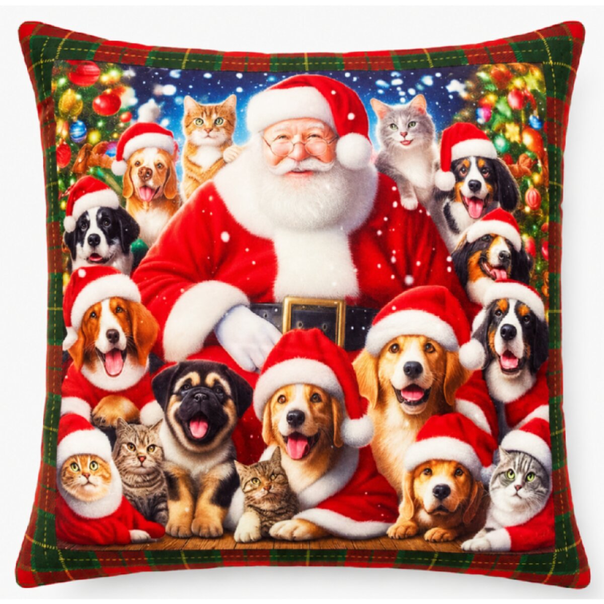 Vánoční povlak na polštář SANTAS FRIENDS 45x45 cm
