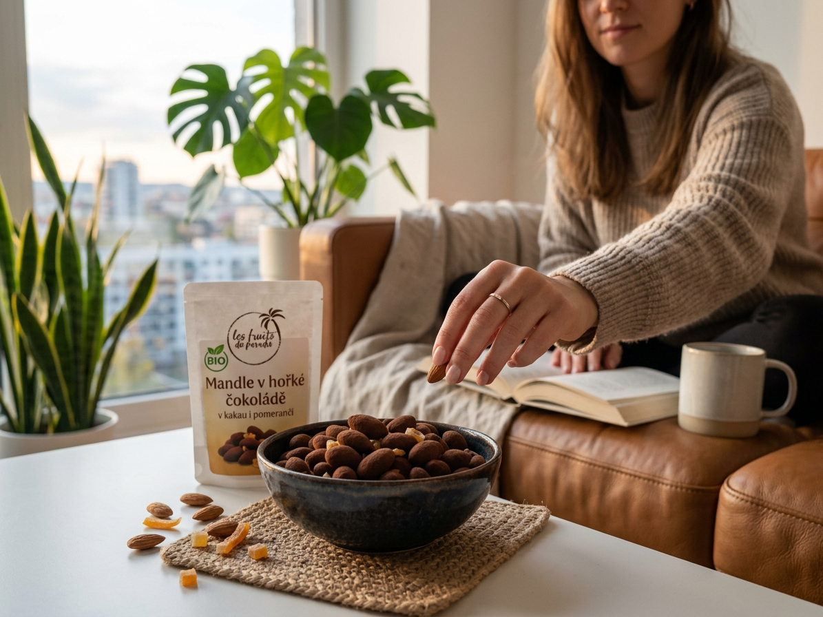 Mandle natural pražené v hořké čokoládě pomerančem v kakau BIO 5 kg LES FRUITS DU PARADIS