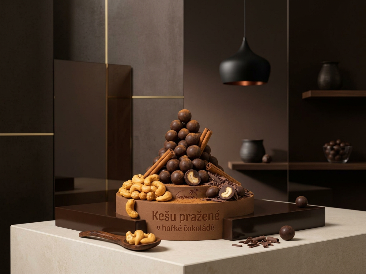 Kešu pražené v hořké čokoládě 5 kg LES FRUITS DU PARADIS