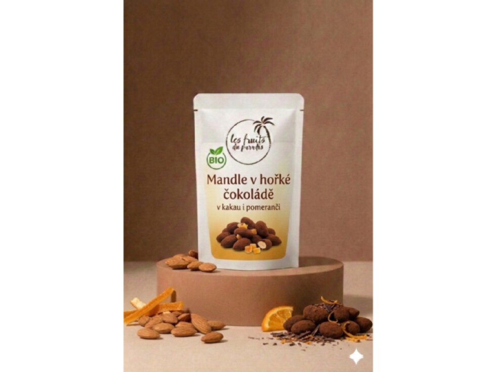 Mandle natural pražené v hořké čokoládě pomerančem v kakau BIO 5 kg LES FRUITS DU PARADIS