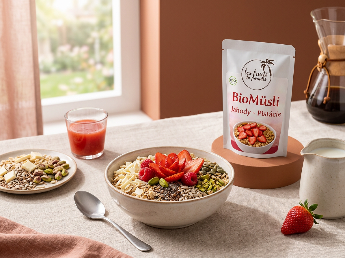 BIOMüsli Jahody - Pistácie 300 g LES FRUITS DU PARADIS