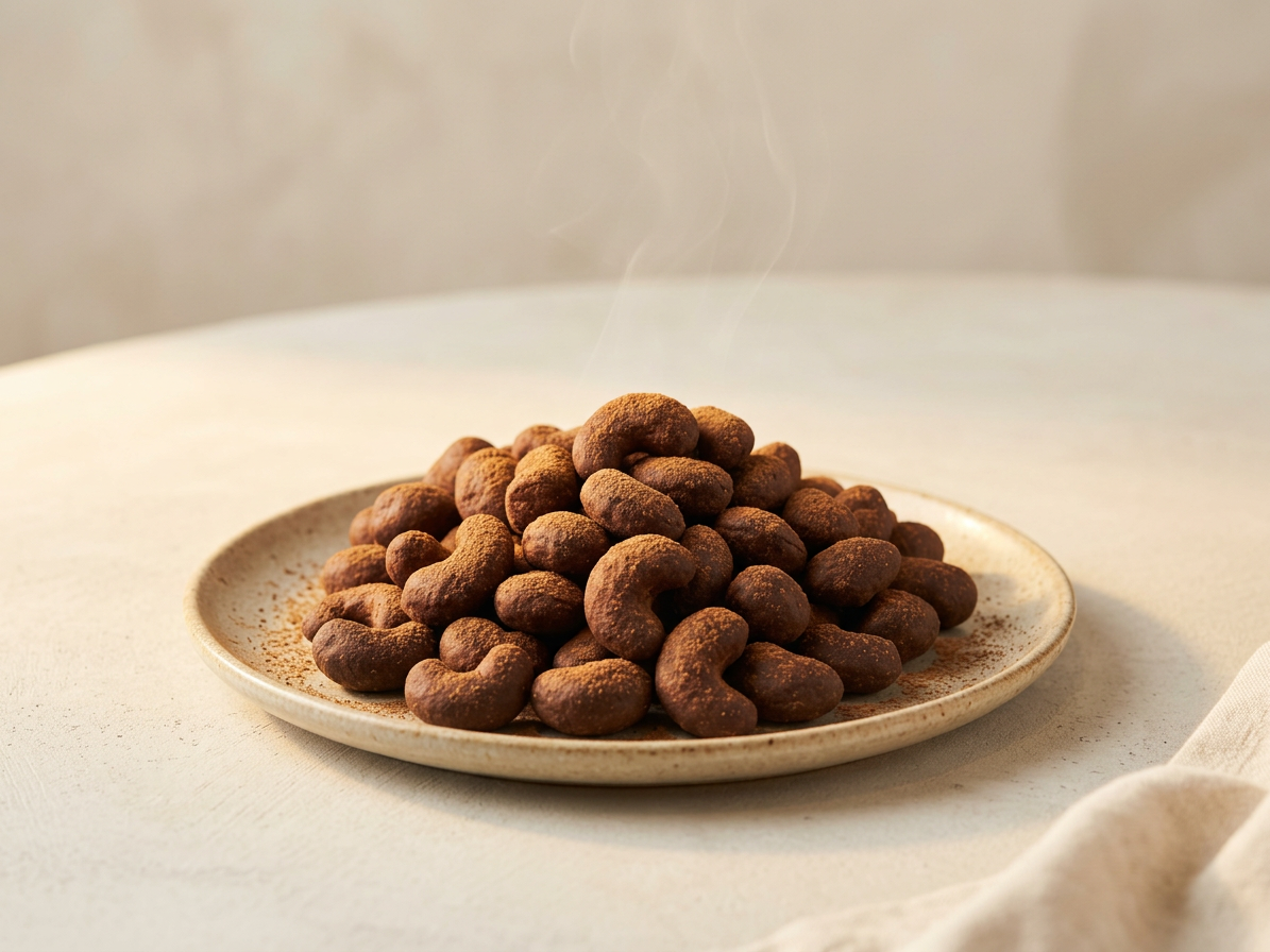 Kešu pražené v hořké čokoládě a skořici BIO 5 kg LES FRUITS DU PARADIS