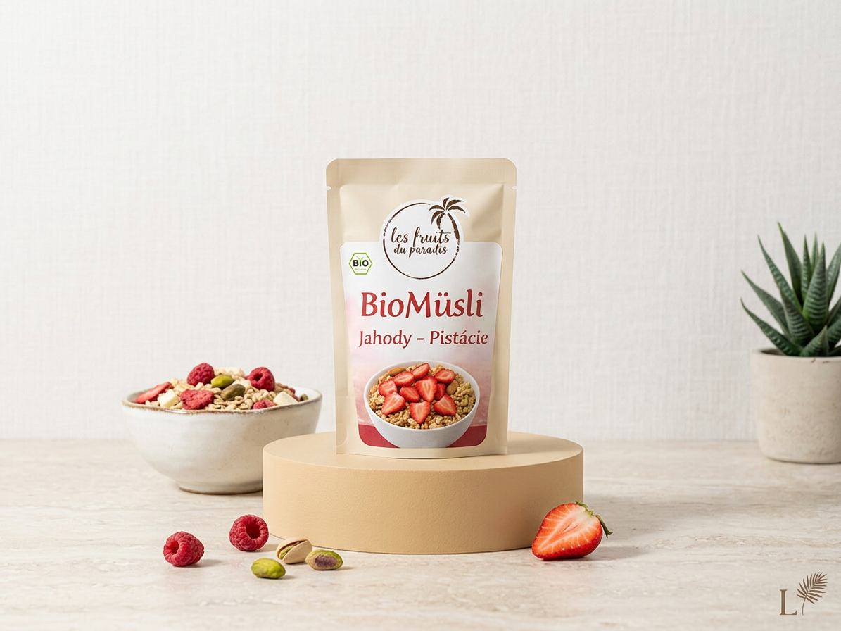 BIOMüsli Jahody - Pistácie 300 g LES FRUITS DU PARADIS