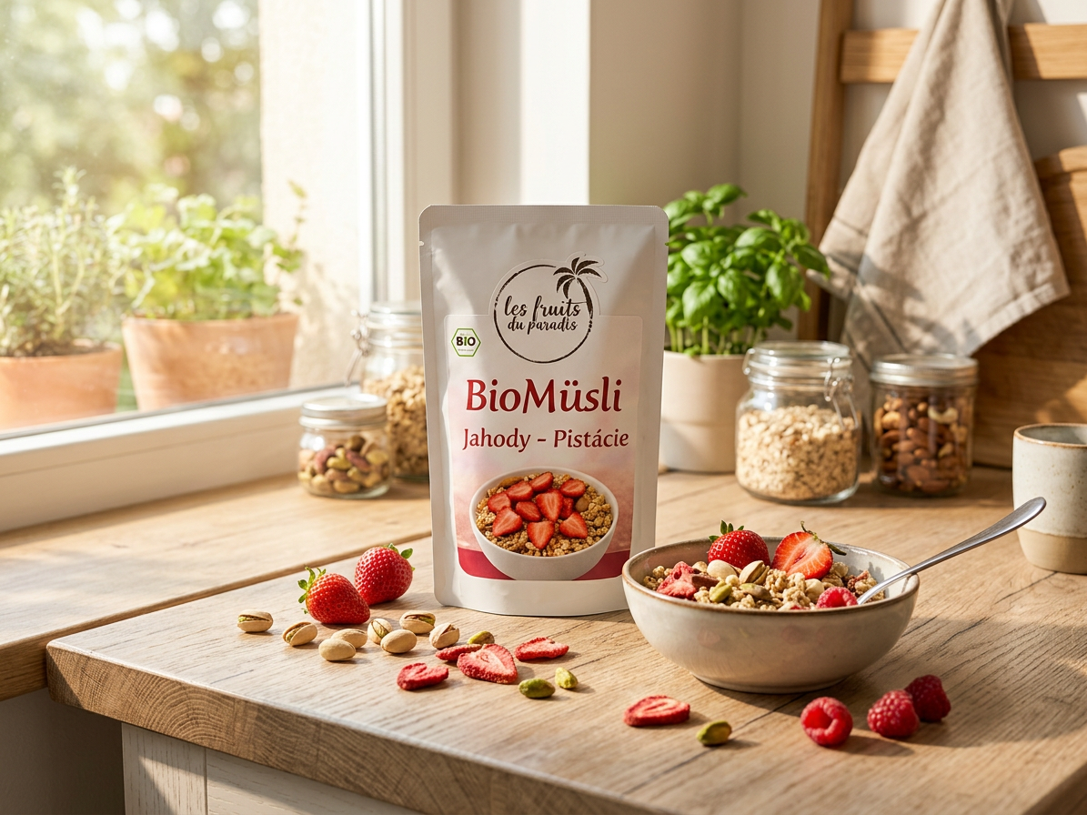 BIOMüsli Jahody - Pistácie 300 g LES FRUITS DU PARADIS