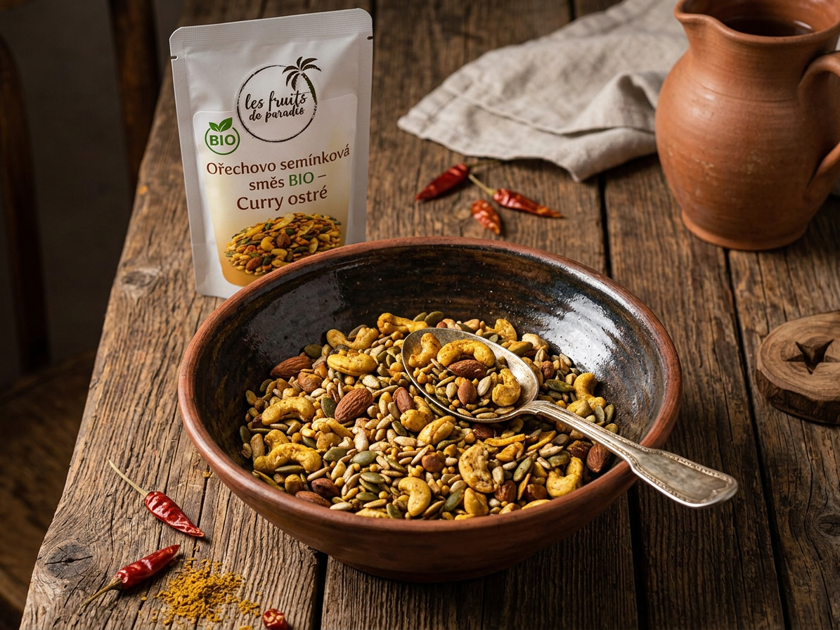 Ořechovo semínková směs – Curry ostré BIO 300 g LES FRUITS DU PARADIS