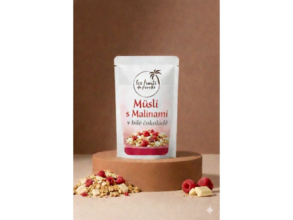 Müsli s Malinami v bílé čokoládě 300 g LES FRUITS DU PARADIS
