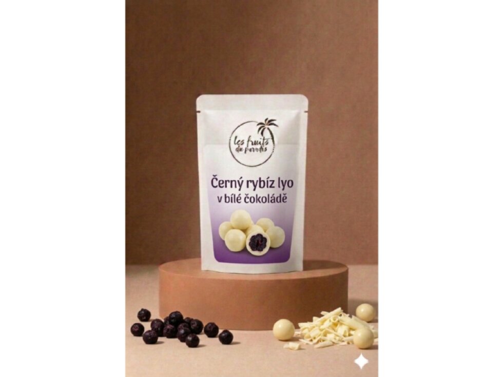 Černý rybíz lyo v bílé čokoládě 200 g LES FRUITS DU PARADIS