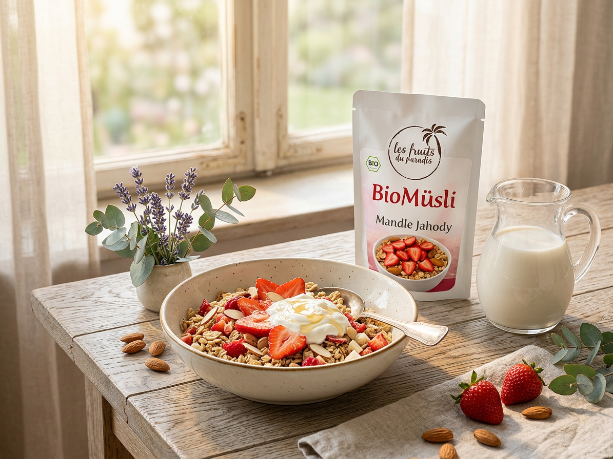 BioMüsli Mandle Jahody 300 g LES FRUITS DU PARADIS
