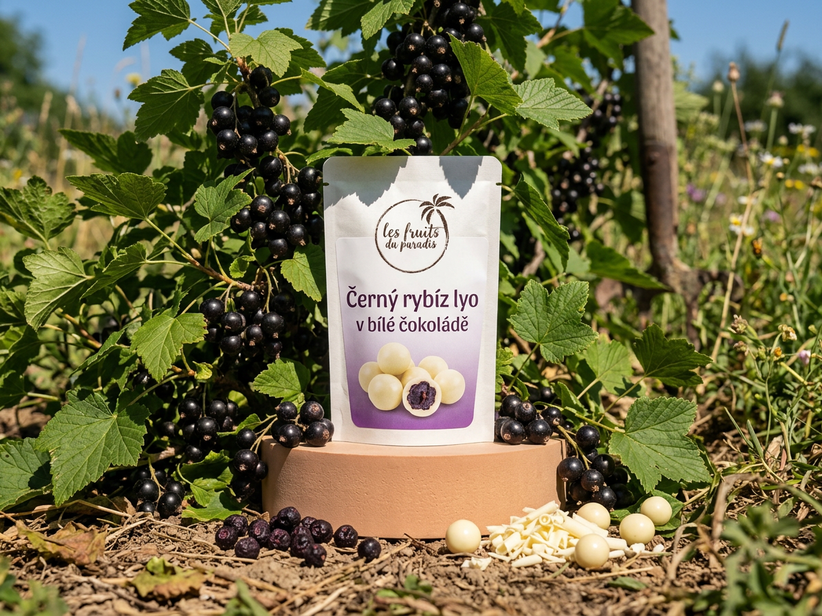 Černý rybíz lyo v bílé čokoládě 200 g LES FRUITS DU PARADIS
