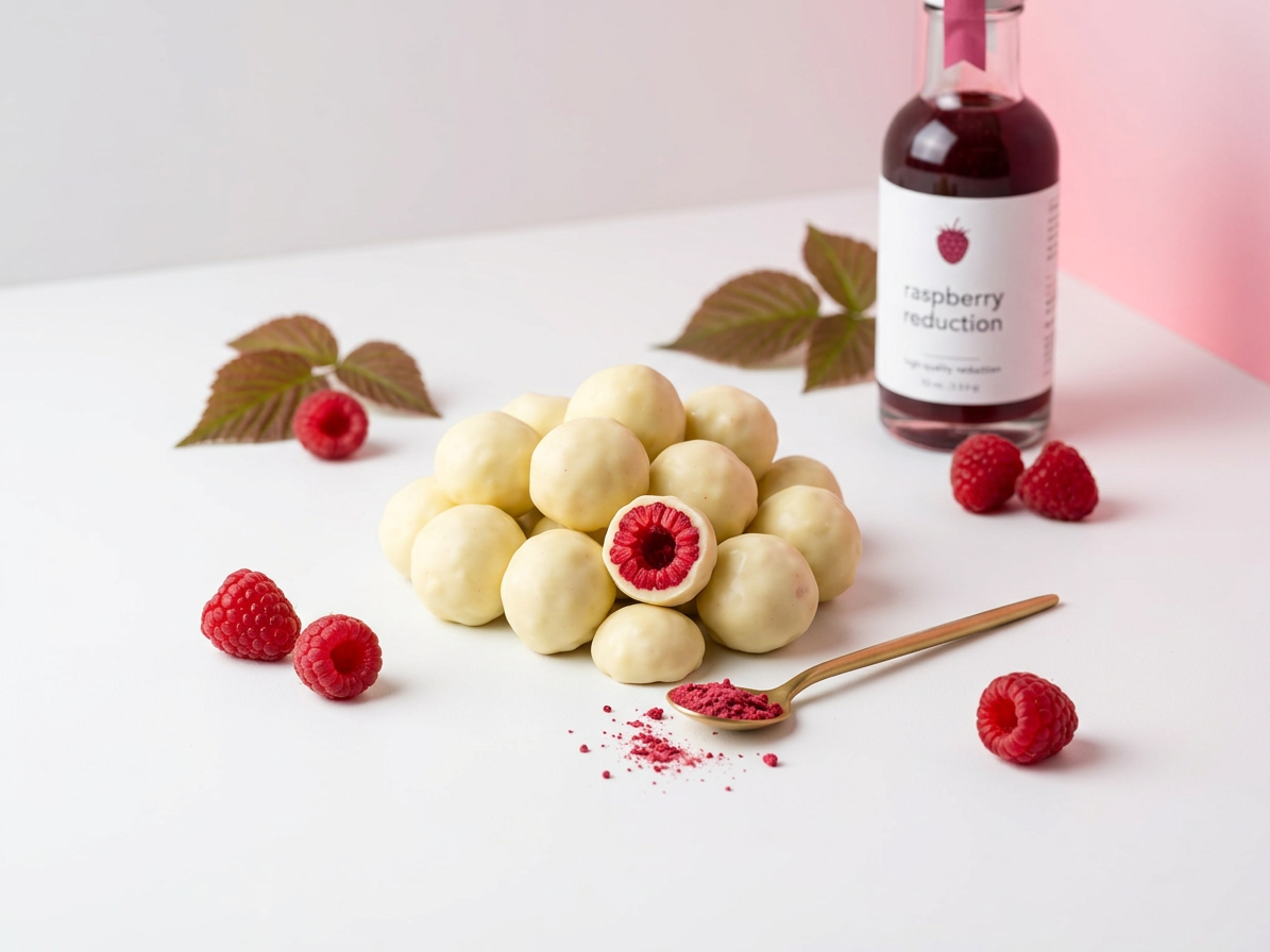 Maliny lyofilizované v bílé čokoládě 200 g LES FRUITS DU PARADIS