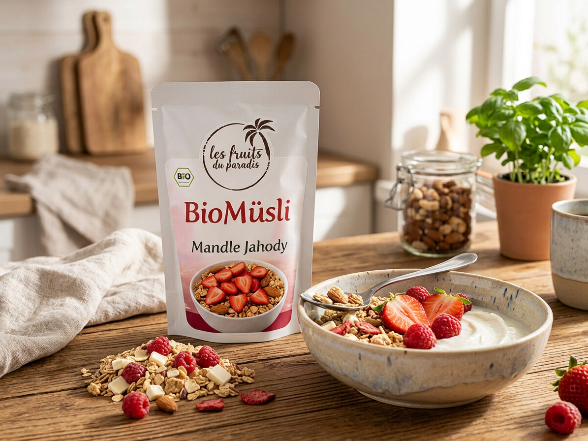 BioMüsli Mandle Jahody 300 g LES FRUITS DU PARADIS