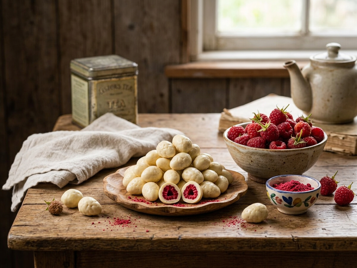 Maliny lyofilizované v bílé čokoládě 5 kg LES FRUITS DU PARADIS