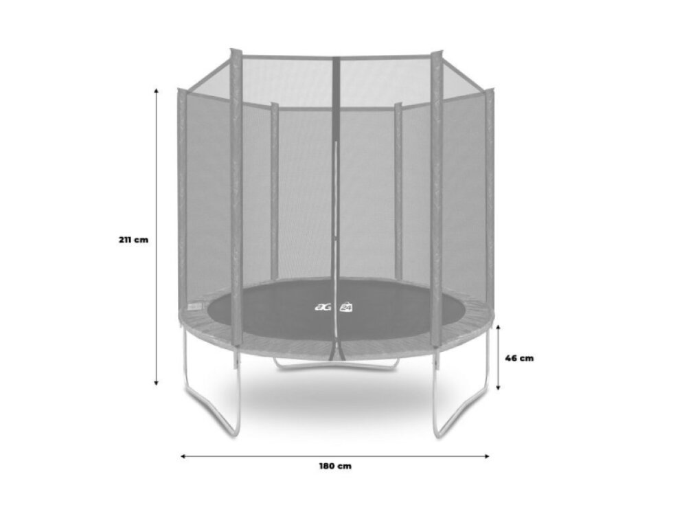 Aga Trampolína SPORT TOP, bezpečná, 180 cm, světle modrá, nosnost 100 kg, vnější síť, 36 pružin, ocelový rám
