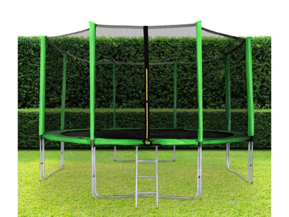 Trampolína SPORT PRO, 366 cm, světle zelená, s ochrannou sítí a žebříkem