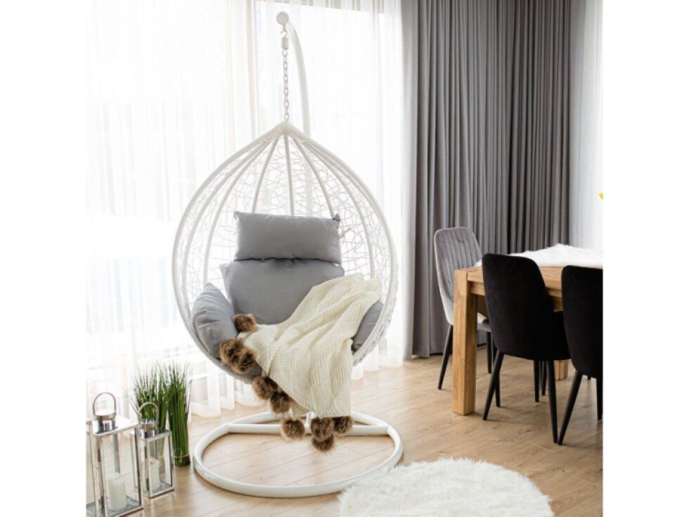 Zahradní houpací závěsné křeslo z technorattanu Fabien White PATIO