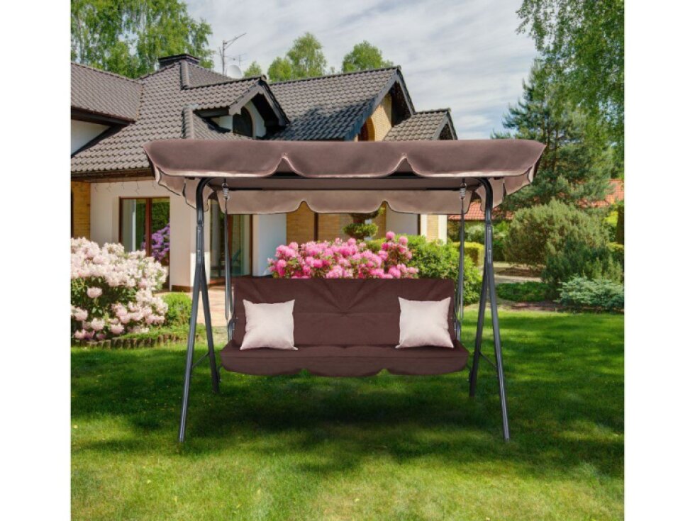 Aga Zahradní houpačka Majka Relaxační, Hnědá, Ocel, Polyester, Klasický, Nosnost 200 kg, 3 osoby