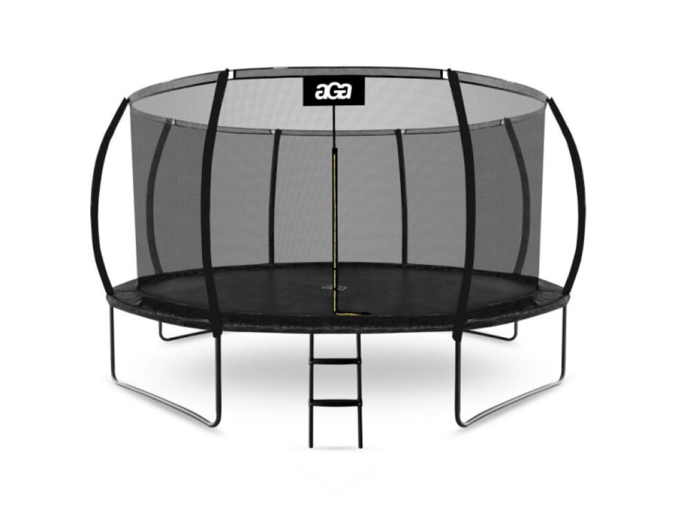 Trampolína 430 cm, černá, ochranná síť, žebřík