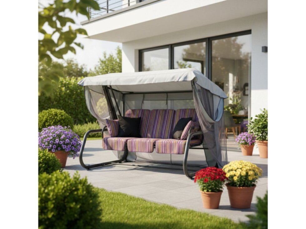 Zahradní houpačka Venezia s moskytiérou a polštářky C013-04BB PATIO
