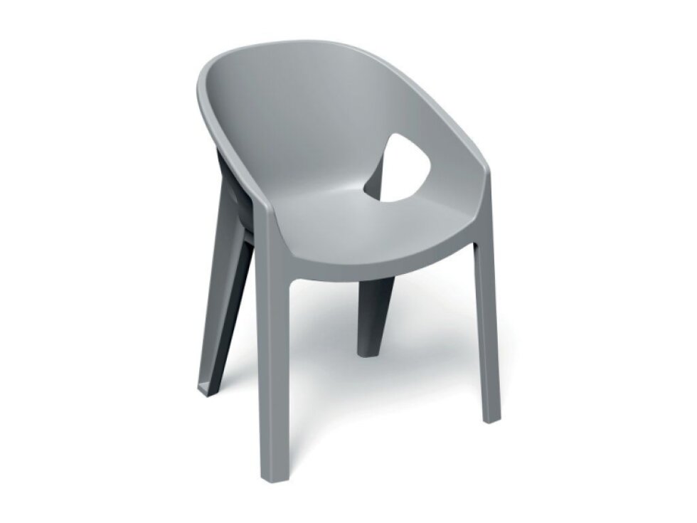 Šedá plastová zahradní židle s područkami Premo Light Gray FERNE