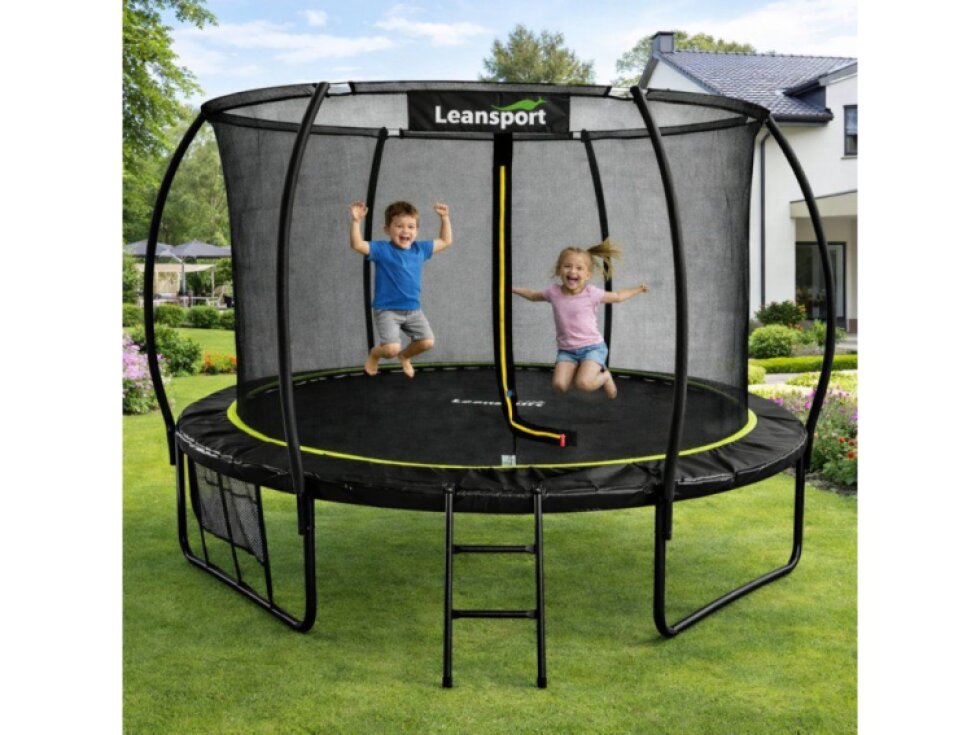 Trampolina Ogrodowa LEAN Z Siatką Wewnętrzną Czarno-Zielona 305CM 10FT