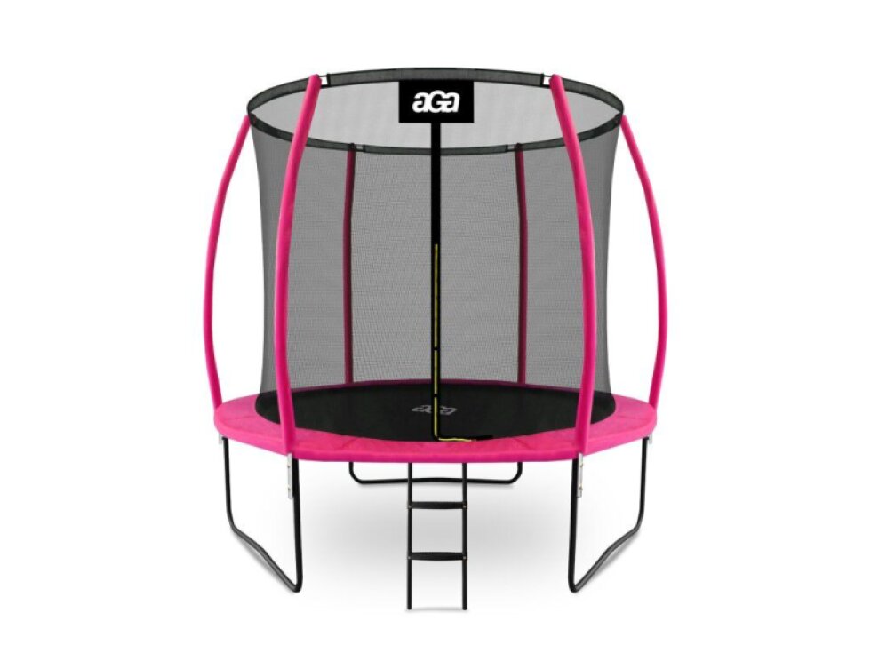 Aga Trampolína SPORT EXCLUSIVE, Kompletní, 250 cm, Růžová, vnitřní síť, žebřík, nosnost 120 kg, venkovní