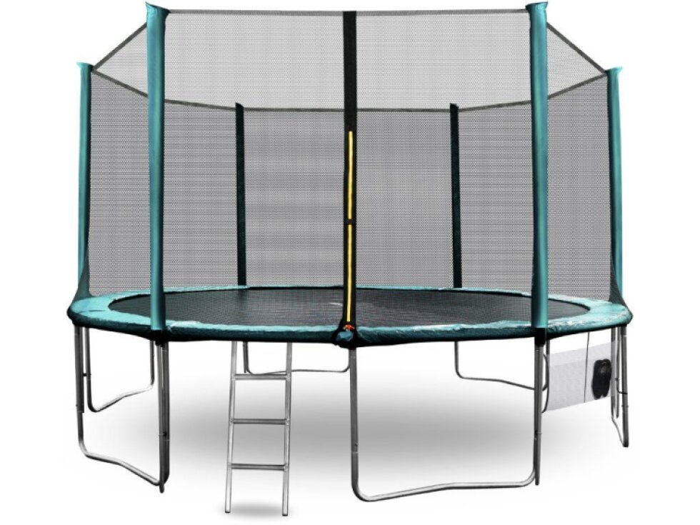 Aga Sport Pro Trampolína Robustní, 400 cm, vnější síť, Tmavě zelená, Nosnost 150 kg, 84 pružin
