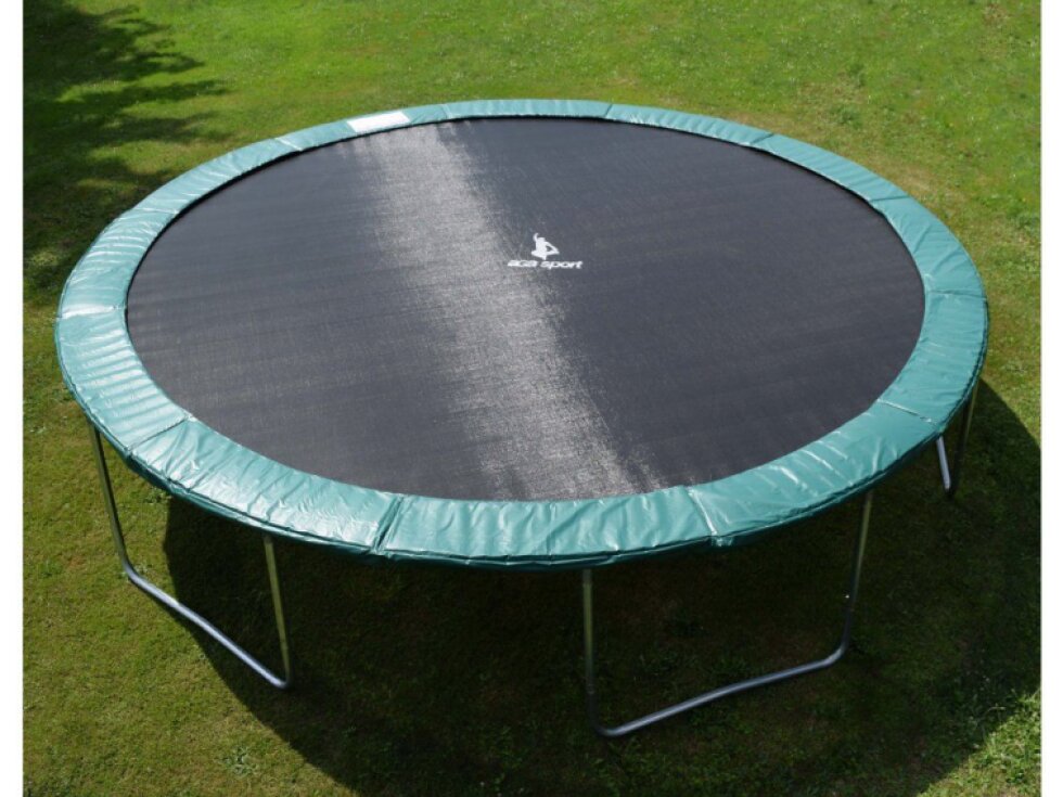 Aga Sport Pro Trampolína Robustní, 400 cm, vnější síť, Tmavě zelená, Nosnost 150 kg, 84 pružin