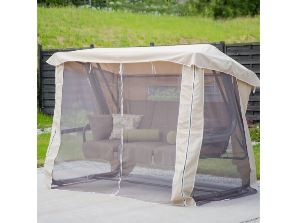 Zahradní houpačka Venezia Lux s moskytiérou, polštářky a bočními stolky D022-04EB PATIO