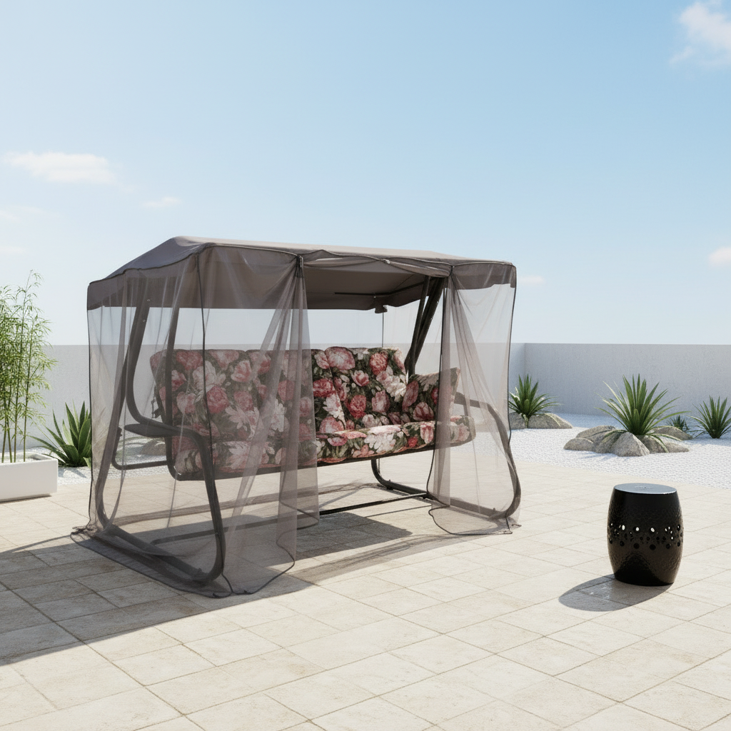 Zahradní houpačka s moskytiérou a s bočními stolky Celebes Plus Black Edition A101-02PB PATIO