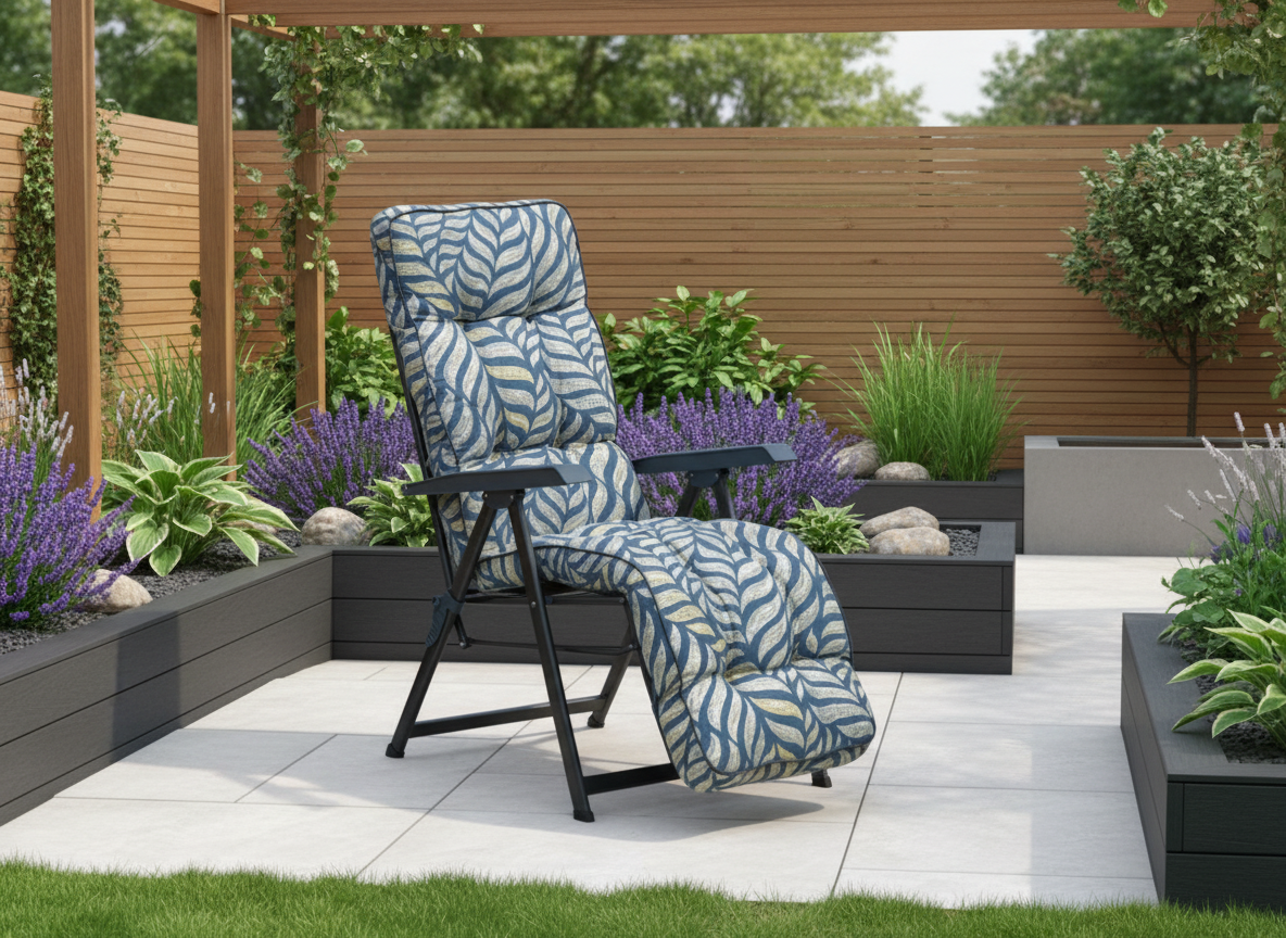 Polohovací zahradní křeslo s podnožkou Lena Plus Black Edition G050-06PB PATIO