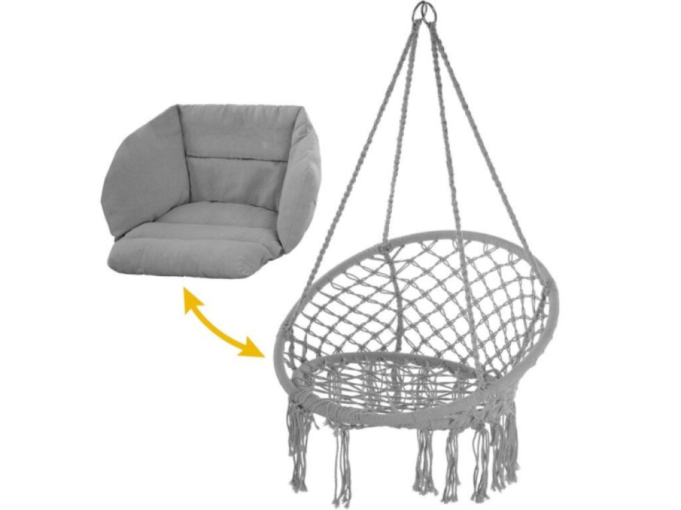 Aga Závěsné křeslo MR4510 Relaxační, Světle šedá, 1 osoba, nosnost 110 kg, ocel, Polyester/Bavlna, výška 137 cm, průměr sedadla 60 cm