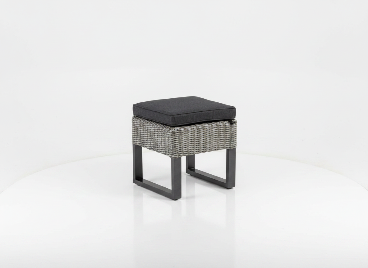 Malá podnožka / taburet z technorattanu Palma Ash-Antracit 42 x 42 cm KETTLER 0103403-5500