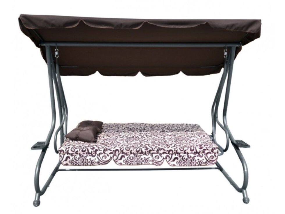 Tomido Zahradní houpačka XXXL COMFORT LUX tmavě hnědá s motivem