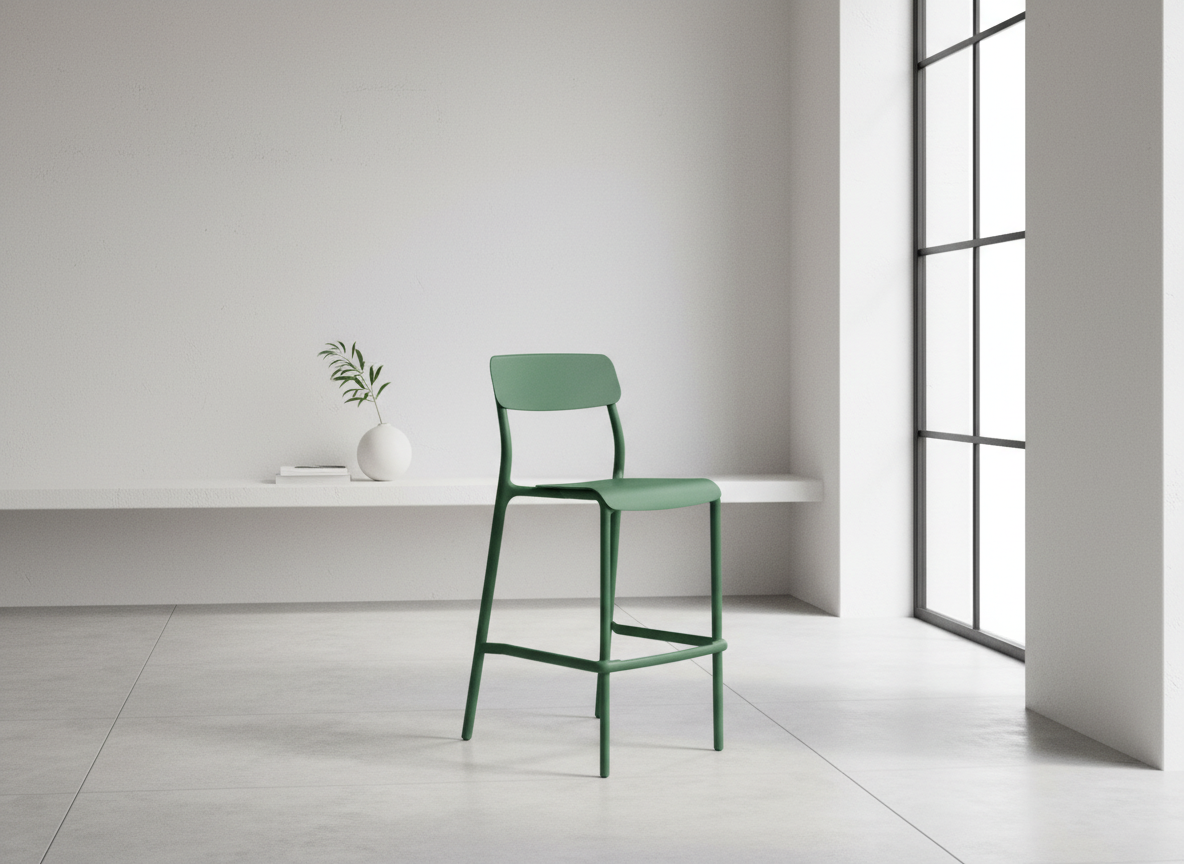 Vysoká plastová zahradní barová židle Rimo Pine Green FERNE